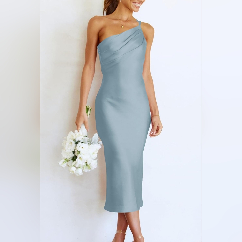 One shoulder satin dress, Size S